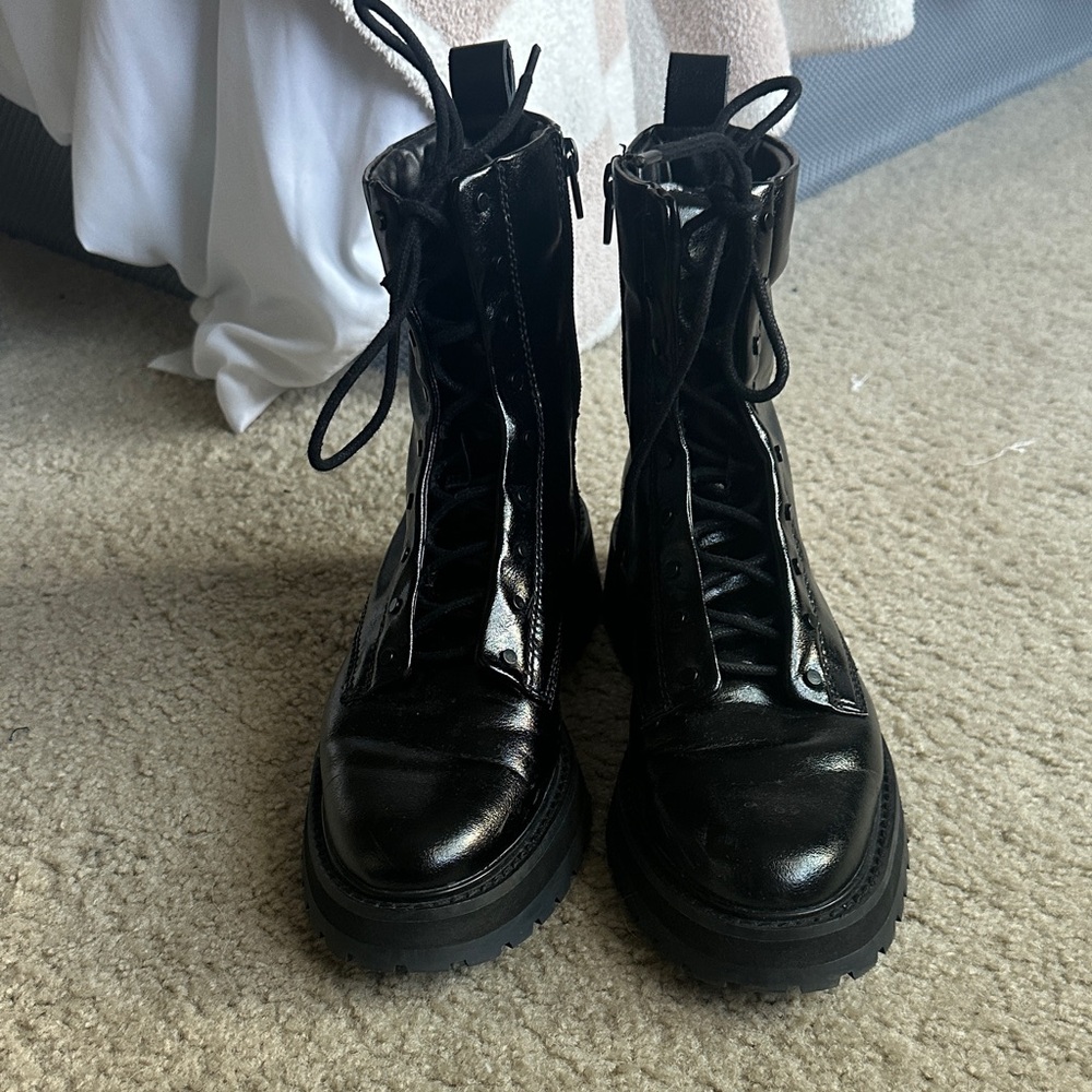 Dolce Vita Patent Leather Combat Boots